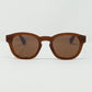 Q2 90's Round Sunglasses With Brown Tinted Lenses and Light Brown Frame