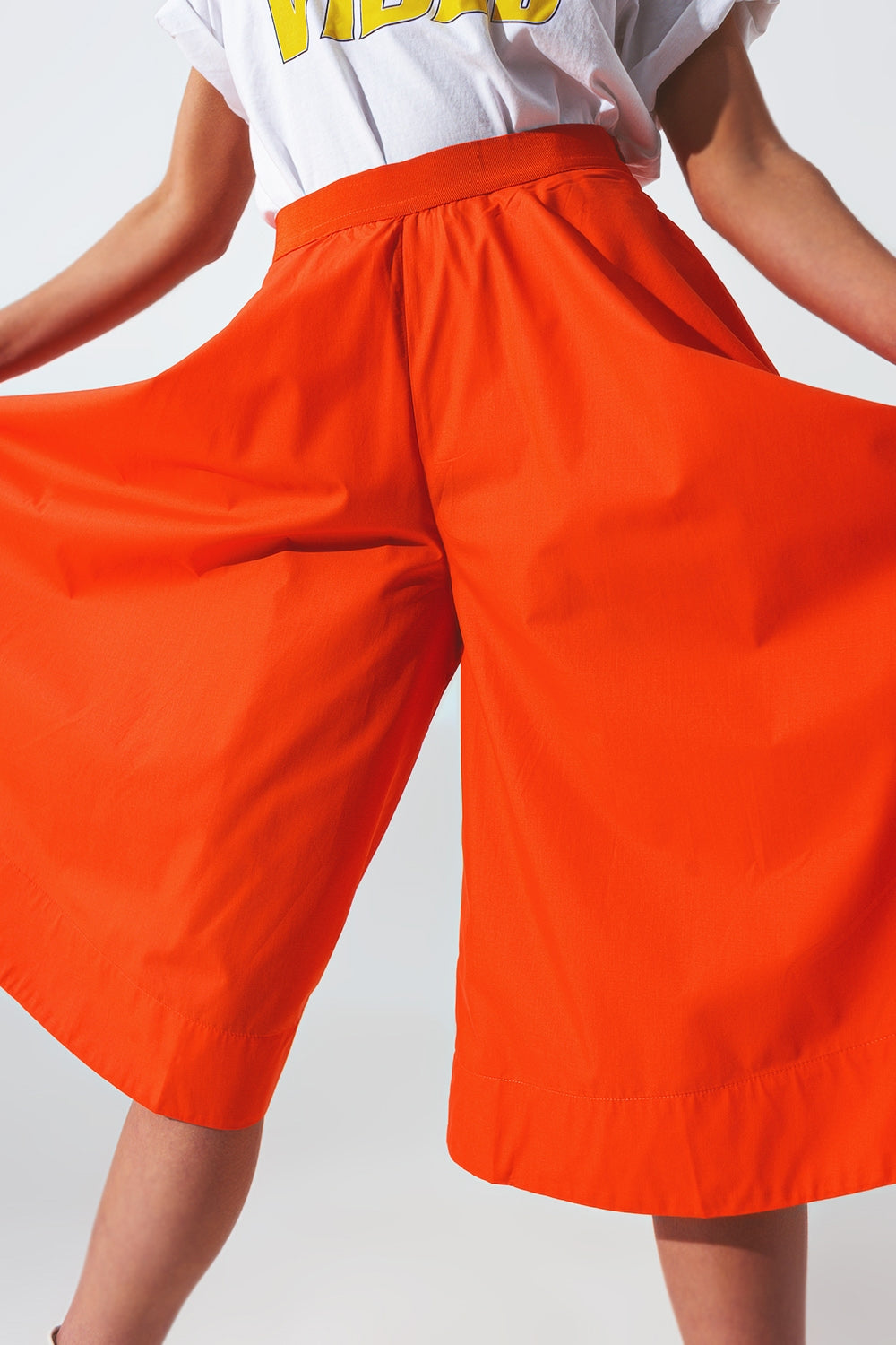 A-line skirt with elastic waist band  in Orange