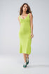 Q2 A-line Summer Body Hugging Dress in Lime Green With White Trim