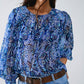 Q2 Abstract Print Blouse With Balloon Sleeves in Blue