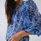 Abstract Print Blouse With Balloon Sleeves in Blue