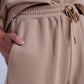 Adjustable waistband joggers in beige