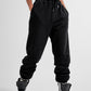 Adjustable waistband joggers in black