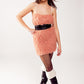 Q2 All over faux feather sleeveless mini dress in pink