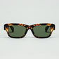 Q2 Amber Sunglasses with Dark Green Oval Lenses