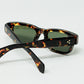 Amber Sunglasses with Dark Green Oval Lenses