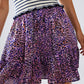 Animal Print Purple Mini Skirt With Ruffle