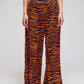 Q2 Animal Print Straight Leg Pants With Wide Buckle Belt