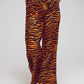 Animal Print Straight Leg Pants With Wide Buckle Belt