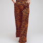 Animal Print Straight Leg Pants With Wide Buckle Belt