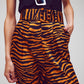 Animal Print Straight Leg Pants With Wide Buckle Belt