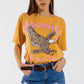 Q2 Arizona T-shirt with Eagle Digital Print in orange