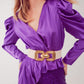 Q2 Asymmetric puff sleeve blouse in purple