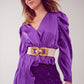 Asymmetric puff sleeve blouse in purple