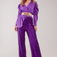 Asymmetric puff sleeve blouse in purple