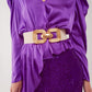 Asymmetric puff sleeve blouse in purple