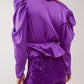 Asymmetric puff sleeve blouse in purple