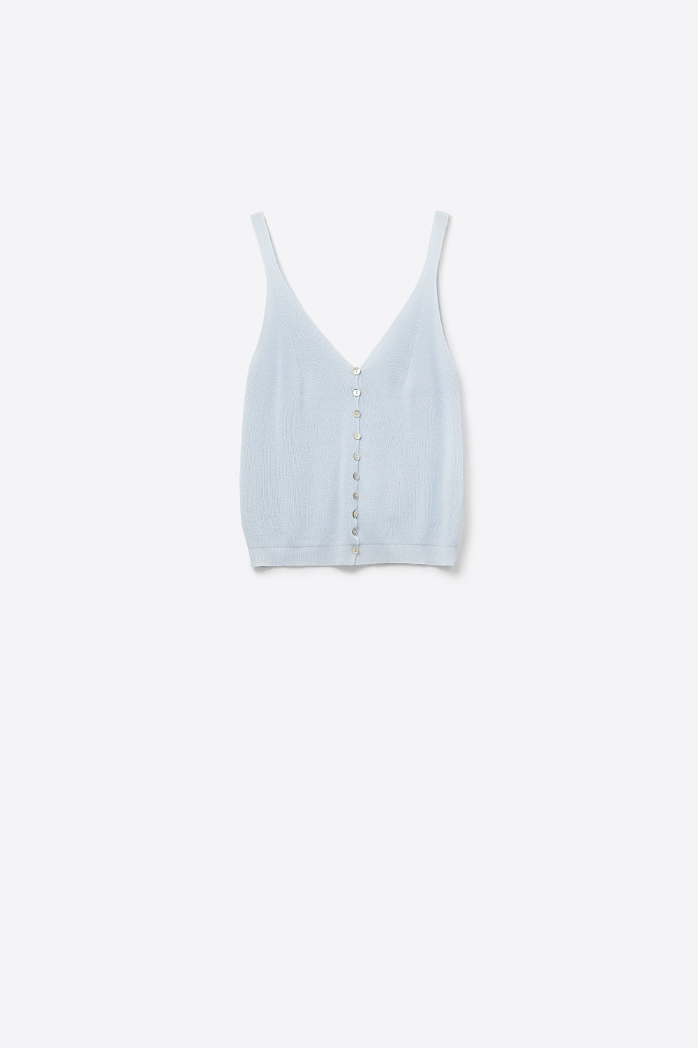 Q2 Baby Blue Knit Buttoned Crop Top