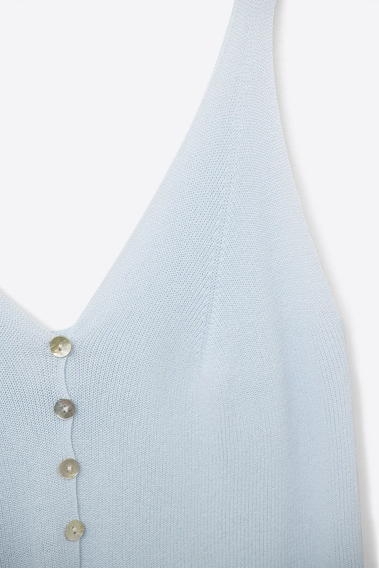 Baby Blue Knit Buttoned Crop Top