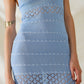 Baby Blue Midi Sleeveless Dress With V-neck and Crochet Design