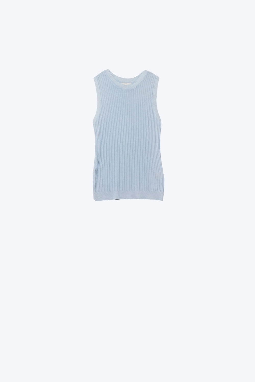 Q2 Baby Blue Sleeveless Ribbed knit Top