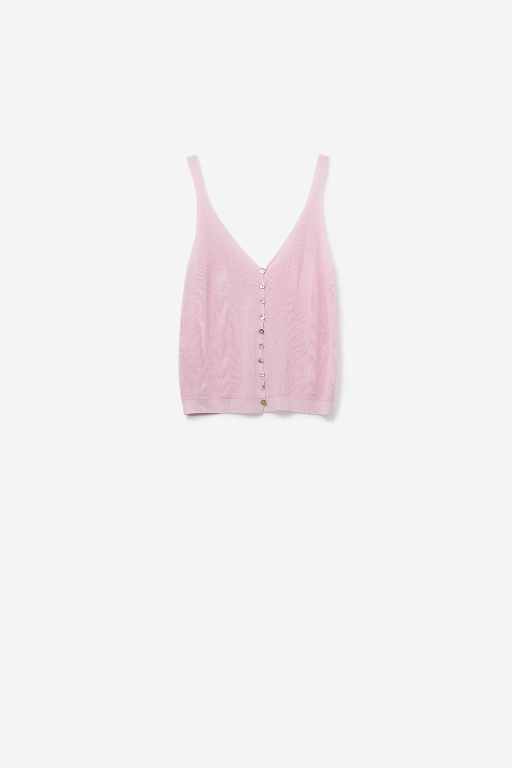 Q2 Baby pink Knit Buttoned Crop Top