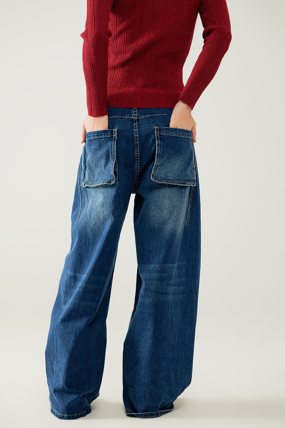 baggy balloon jeans in mid wash