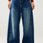 Q2 baggy balloon jeans in mid wash