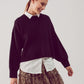 Q2 Balloon sleeve knitted jumper in black