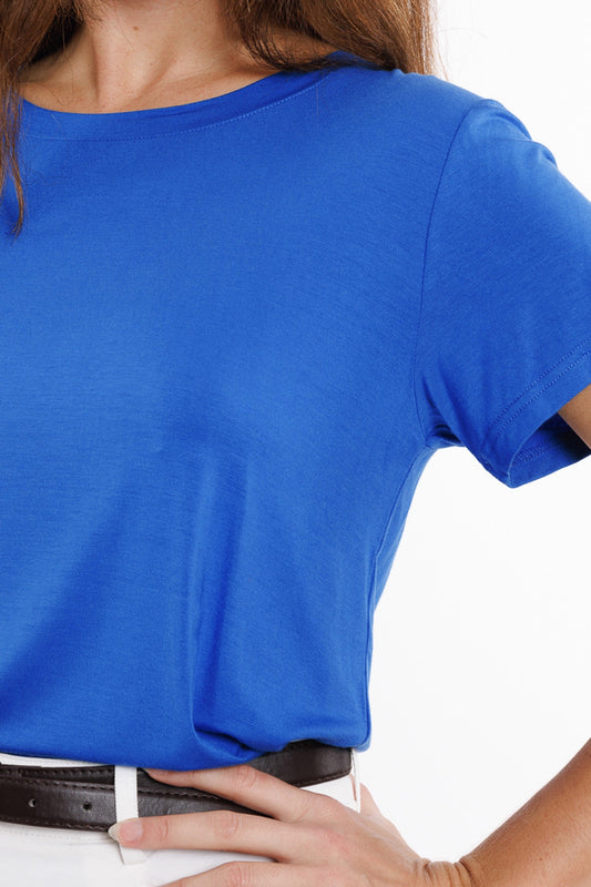 Basic Blue Crew Neck viscose T-shirt