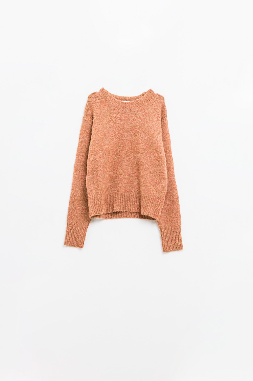 Q2 Basic Crew Neck Knitted Sweater in camel