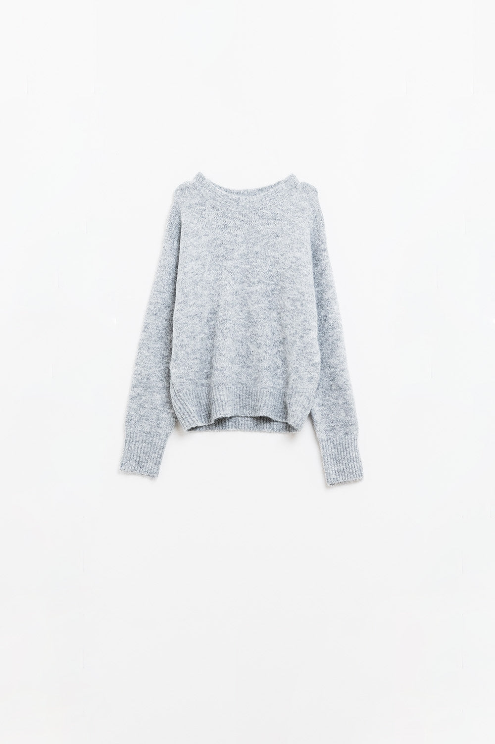 Basic Crew Neck Knitted Sweater in grey