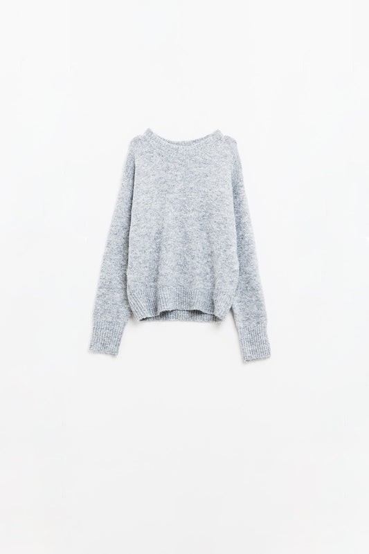 Basic Crew Neck Knitted Sweater in grey