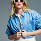 Basic cropped denim jacket in light blue With Chest Pocket