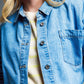 Basic cropped denim jacket in light blue With Chest Pocket