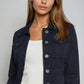 Q2 Basic Denim Jacket With Pockets in navy