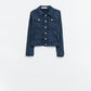 Basic Denim Jacket With Pockets in navy