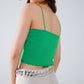 Basic knitted Top In Green With Thin Straps