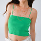 Basic knitted Top In Green With Thin Straps