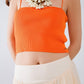 Basic knitted Top In Orange With Thin Straps