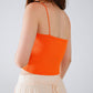 Basic knitted Top In Orange With Thin Straps