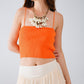 Q2 Basic knitted Top In Orange With Thin Straps