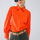 Q2 Basic poplin orange shirt with balloon long sleeves