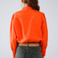 Basic poplin orange shirt with balloon long sleeves