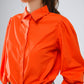 Basic poplin orange shirt with balloon long sleeves