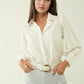 Q2 Basic poplin White shirt with balloon long sleeves