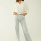 Basic poplin White shirt with balloon long sleeves