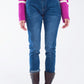 Q2 Basic Straigh Jeans With Side Pockets in Mid Wash