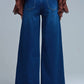 Basic Stretch Jeans with Wide Leg in Deep Blue