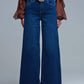 Q2 Basic Stretch Jeans with Wide Leg in Deep Blue